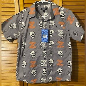 *3/$15* Kids 14 button down Halloween skull shirt